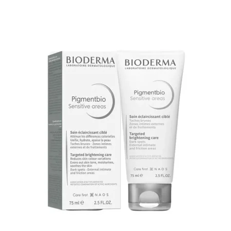 كريم بيوديرما بيجمنت بيو للمناطق الحساسة (Bioderma Pigmentbio Sensitive Areas)، وهو مصمم لتفتيح وتوحيد لون البشرة في المناطق الحساسة والمعرضة للاحتكاك.