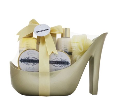 طقم هدايا استحمام فاخر – Bloomfield على شكل حذاء عالي الكعب